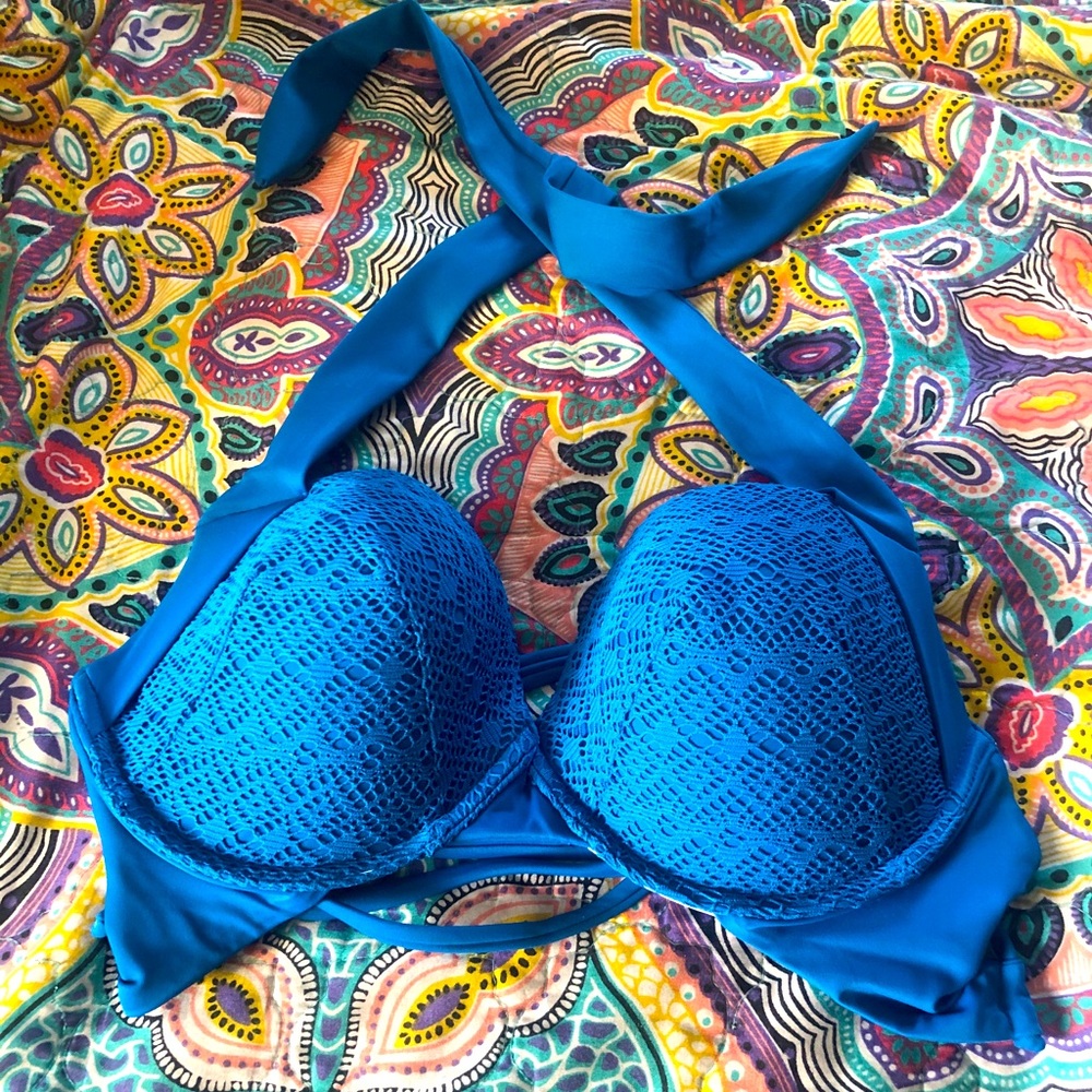 Teal Peacock Bikini top